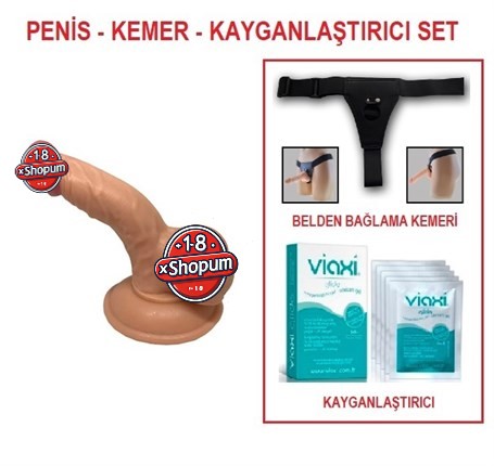 13 cm Belden Bağlamalı Realistik Anal Vajinal Dildo Penis Set