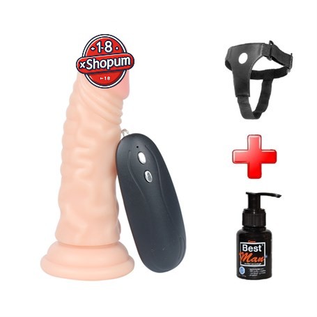 15 cm Belden Bağlamalı Realistik Testissiz Titreşimli Dildo Penis - Devin