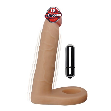 16 cm Realistik Titreşimli Anal Dildo ve Penis Halkası