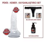 16,7 cm Belden Bağlamalı Şeffaf Realistik Damarlı Vantuzlu Dildo Penis