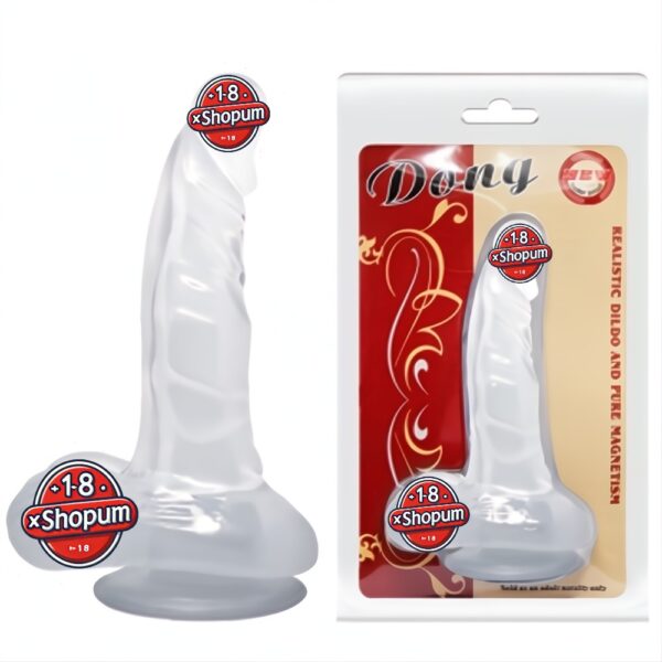 16,7 cm Şeffaf Realistik Damarlı Vantuzlu Dildo Penis