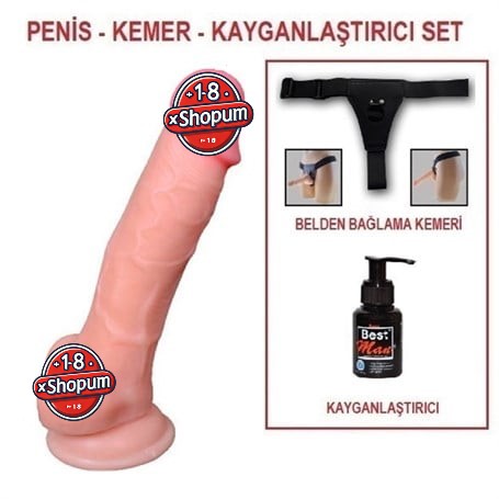 17 cm Belden Bağlamalı Realistik Dildo Penis Set