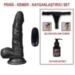 17 cm Belden Bağlamalı Titreşimli Gerçekçi Silikon Zenci Penis Set