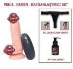 17,5 cm Belden Bağlamalı Titreşimli Realistik Dildo Penis Set