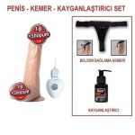 17,5 cm Belden Bağlamalı Titreşimli Realistik Dildo Penis Set