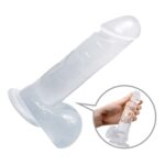 19 cm Şeffaf Realistik Damarlı Vantuzlu Dildo Penis