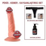 19,5 cm Belden Bağlamalı Realistik Vantuzlu Dildo Penis