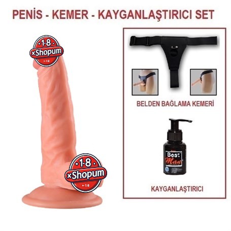 19,5 cm Belden Bağlamalı Realistik Vantuzlu Dildo Penis