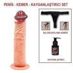 20 cm Belden Bağlamalı Realistik Vantuzlu Dildo Penis Set