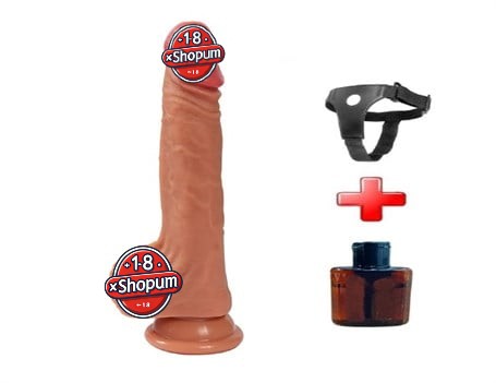 20 cm Belden Bağlamalı Yeni Nesil Çift Katmanlı Realistik Vantuzlu Dildo Penis - Kevin