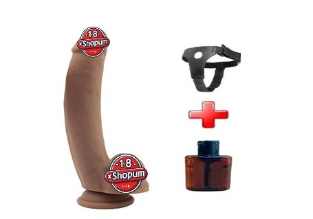 20,5 cm Belden Bağlamalı Gerçekçi Melez Dildo Penis - Boss