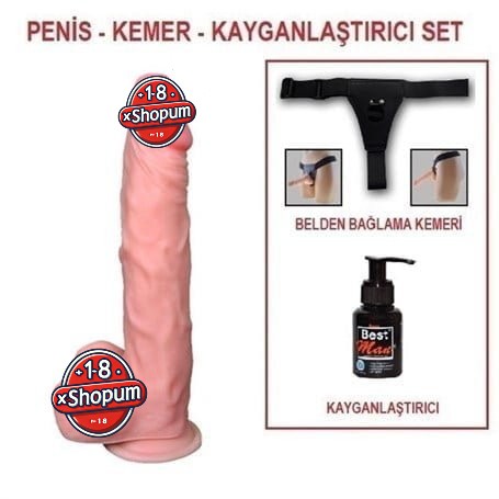 21 cm Belden Bağlamalı Gerçekçi Dildo Penis Set