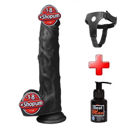 21 cm Belden Bağlamalı Gerçekçi Silikon Vantuzlu Zenci Penis - XSword