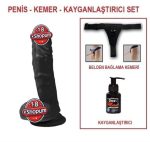 21 cm Belden Bağlamalı Realistik Dildo Zenci Penis Set