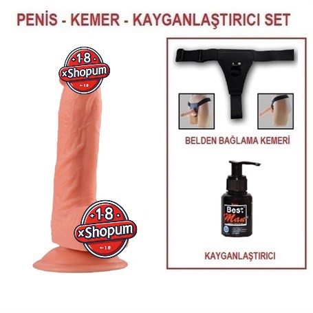 21 cm Belden Bağlamalı Realistik Vantuzlu Dildo Penis