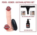 21 cm Belden Bağlamalı Titreşimli Realistik Dildo Penis Set