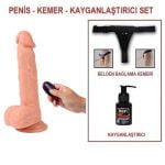 21 cm Belden Bağlamalı Titreşimli Realistik Dildo Penis Set