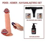 21 cm Belden Bağlamalı Titreşimli Realistik Dildo Penis Set