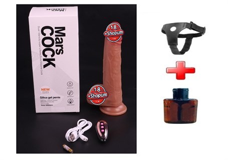 21 cm Belden Bağlamalı Manyetik Şarjlı Çift Katmanlı Uzaktan Kumandalı Titreşimli Silikon Penis