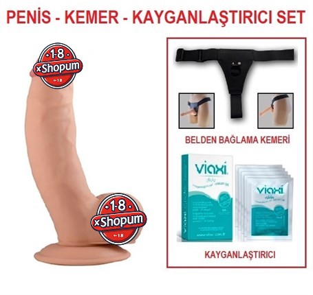 20 cm Belden Bağlamalı Realistik Dildo Penis Set