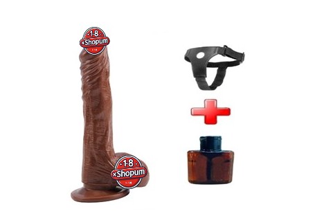 21,5 cm Belden Bağlamalı Gerçekçi Melez Dildo Penis