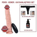 22,5 cm Belden Bağlamalı Gerçekçi Titreşimli Dildo Vibratör Penis