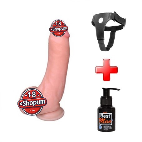 22,5 cm Belden Bağlamalı Realistik Dildo Penis Set