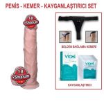 22,5 cm Realistik Dildo Penis Belden Bağlamalı Set