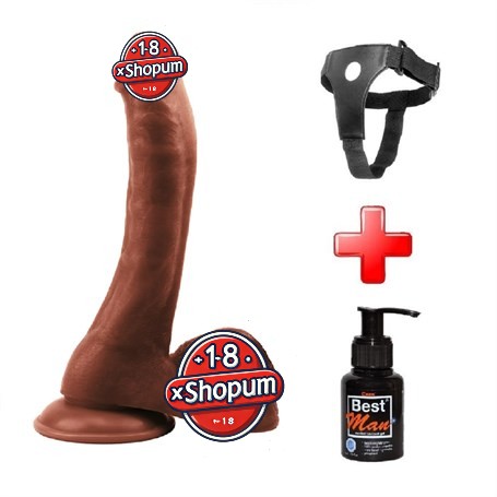 24 cm Belden Bağlamalı Realistik Vantuzlu Melez Dildo Penis