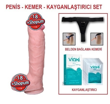 24 cm Belden Bağlamalı Realistik Dildo Penis Set