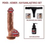 25 cm Belden Bağlamalı Realistik Vantuzlu Melez Dildo Penis