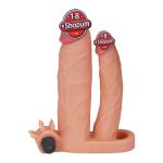 2,5 cm uzatmalı çiftli içi boş titreşimli 18 cm çatal dildo penis kılıfı.