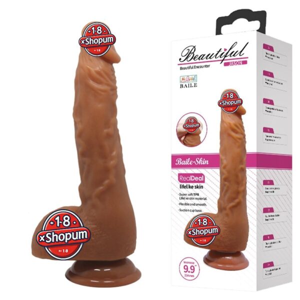 25,2 cm Realistik Vantuzlu Melez Dildo Penis