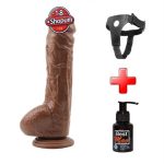 25,5 cm Belden Bağlamalı Gerçekçi Kalın Melez Dildo Penis - Alexander Lee