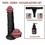 25,5 cm Belden Bağlamalı Realistik Dildo Zenci Penis Set