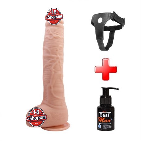 27 cm Belden Bağlamalı Büyük Boy Realistik Vantuzlu Dildo Penis