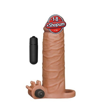 3 cm uzatmalı realistik titreşimli penis kılıfı melez XTender.