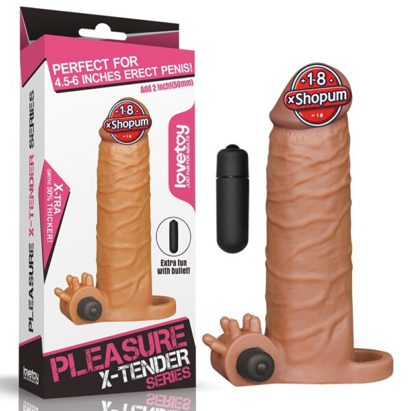 3 cm uzatmalı realistik titreşimli penis kılıfı melez XTender.