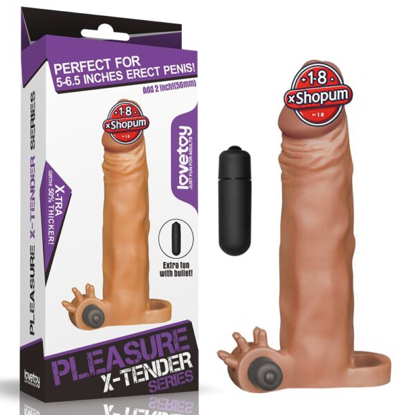 4 cm uzatmalı realistik titreşimli penis kılıfı melez XTender.