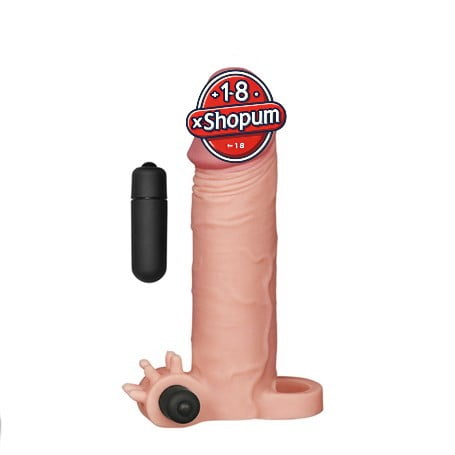 4,5 cm uzatmalı ten rengi realistik titreşimli penis kılıfı XTender.