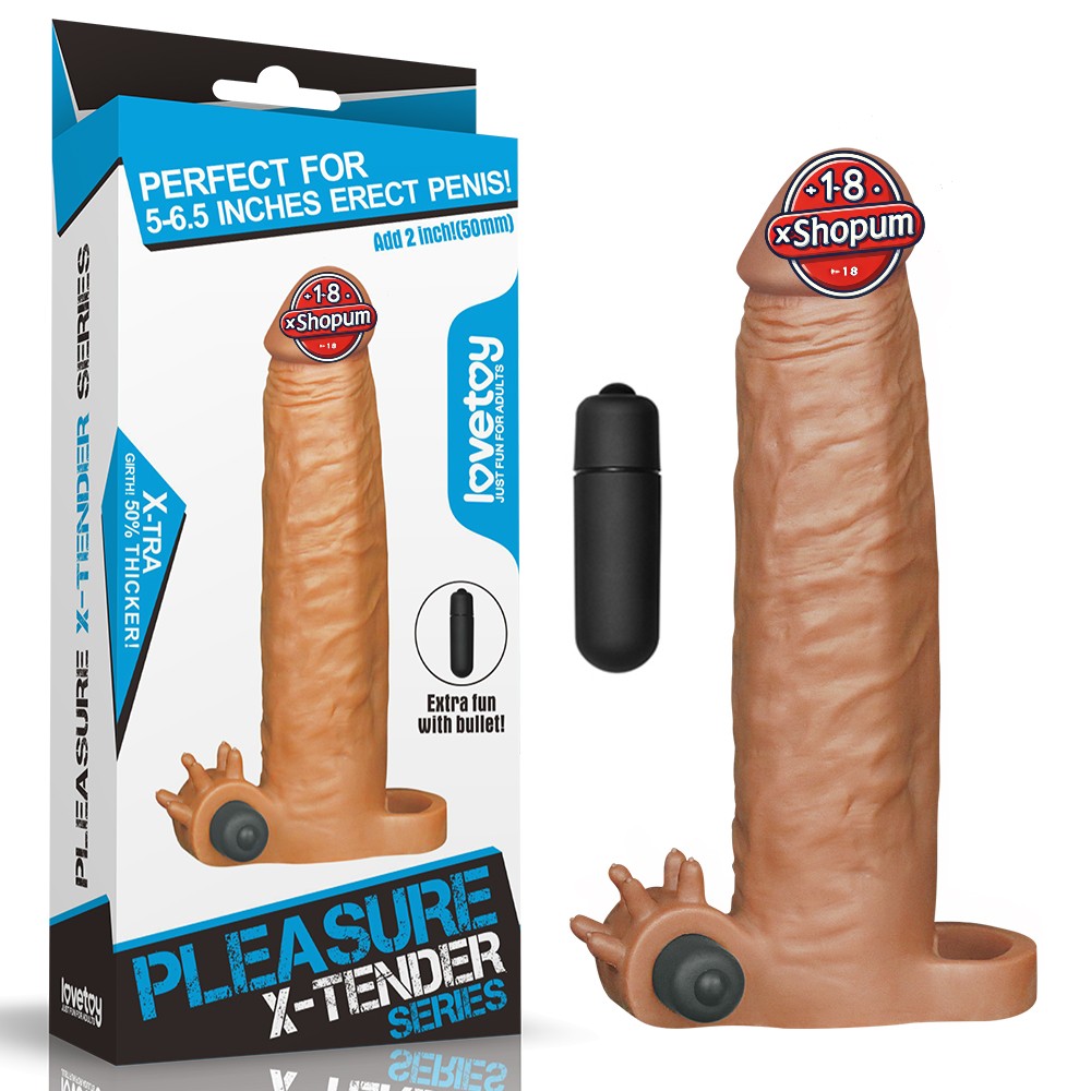 5 cm uzatmalı realistik titreşimli penis kılıfı melez XTender.