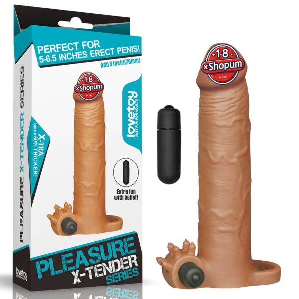 6,5 cm uzatmalı realistik titreşimli penis kılıfı melez XTender.