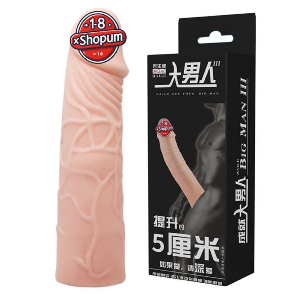 6 cm dolgulu damarlı ekstra uzun penis kılıfı.