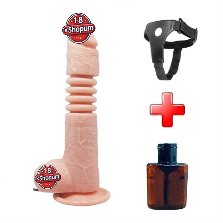 Belden Bağlamalı 22 cm İleri Geri Hareketli Gerçekçi Silikon Vantuzlu Penis