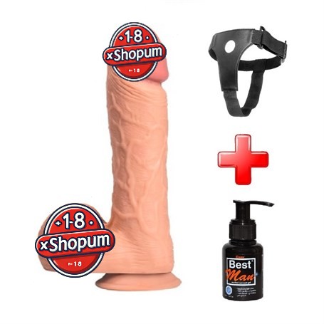 Belden Bağlamalı 24 cm Dev Boy Realistik Vantuzlu Dildo Penis