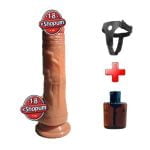 Belden Bağlamalı USB Şarjlı 22 cm Isıtmalı İleri Geri Hareketli Çift Katmanlı Uzaktan Kumandalı Penis