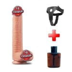 Belden Bağlamalı Yeni Nesil Çift Katmanlı 30,5 cm Realistik Dev Dildo Penis