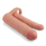 5 cm uzatmalı çiftli içi boş testis kavramalı 20 cm çatal dildo penis kılıfı.