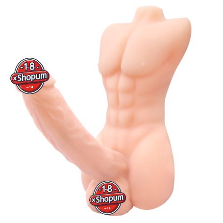 Kendinden Kayganlaştırıcılı Realistik Yarım Erkek Vücutlu Penis 19 cm