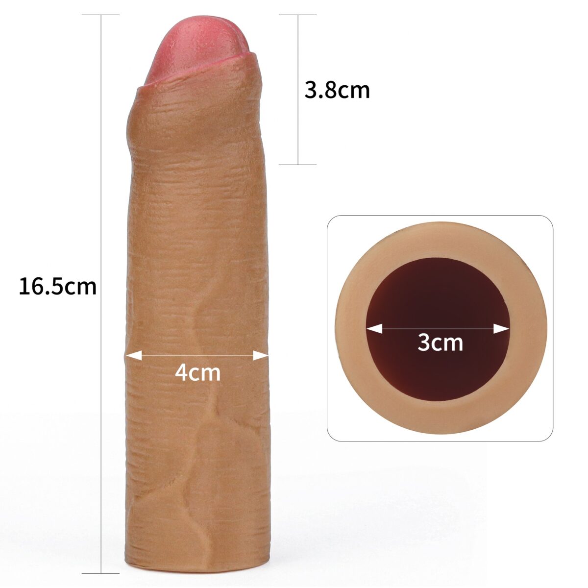 Nature Extender 4.5 cm dolgulu premium silikon sünnetsiz melez penis kılıfı.